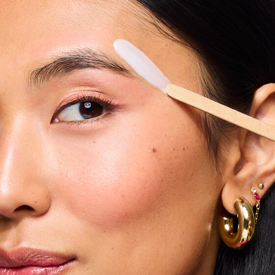 Brow Wax model being waxed
