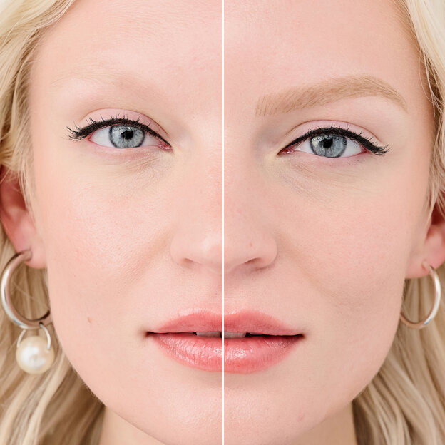 Model before and after application shade 2.5